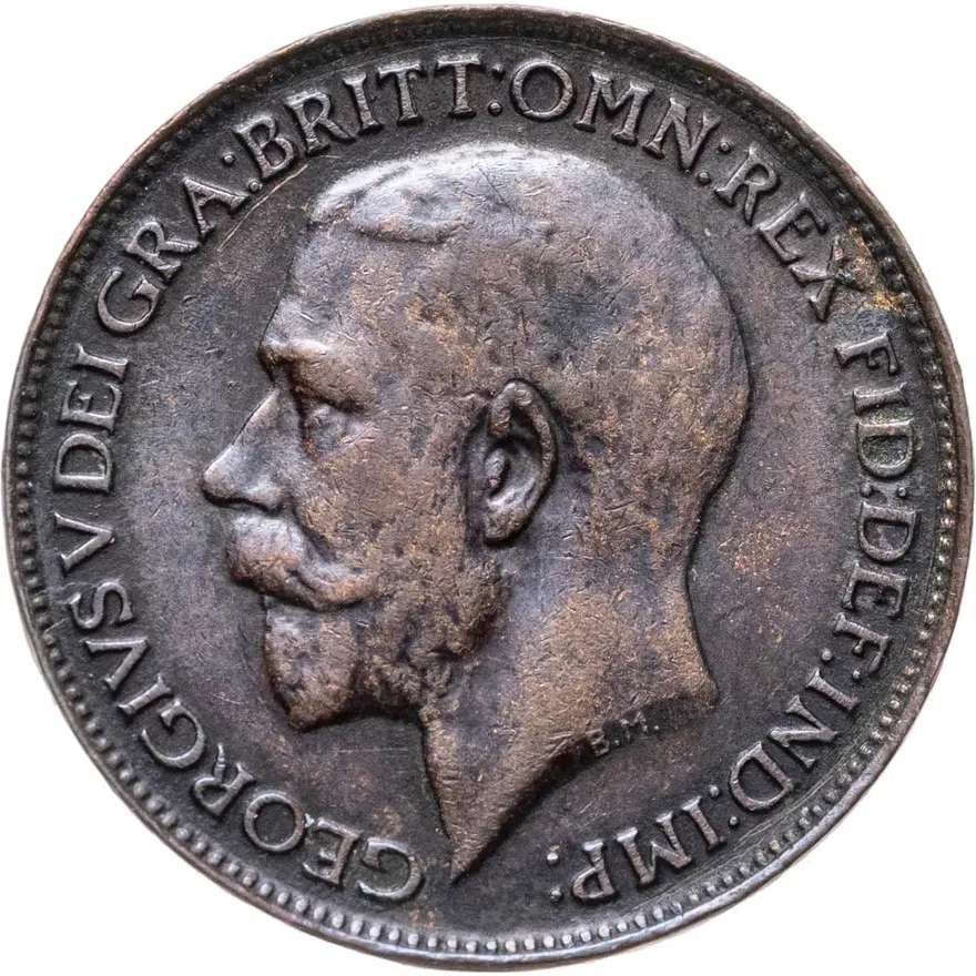 Великобритания 1 фартинг (farthing) 1914, аверс