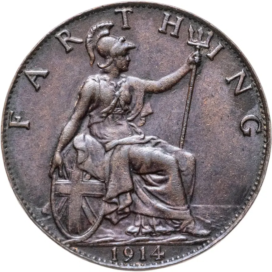Великобритания 1 фартинг (farthing) 1914, реверс