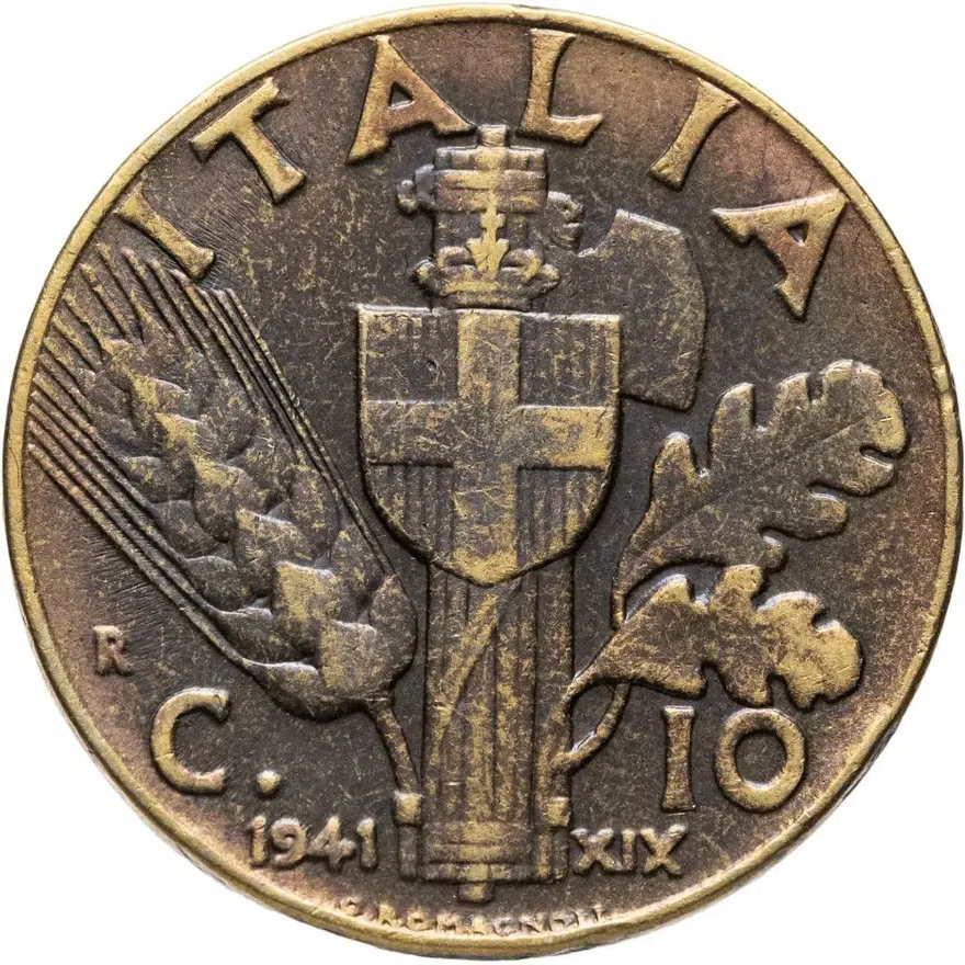 Италия 10 чентезимо (centesimi) 1941, аверс