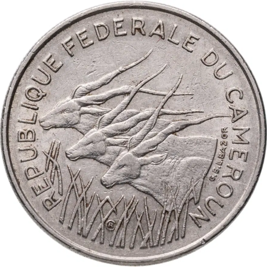 Камерун 100 франков (francs) 1972  CAMEROUN - CAMEROON, реверс