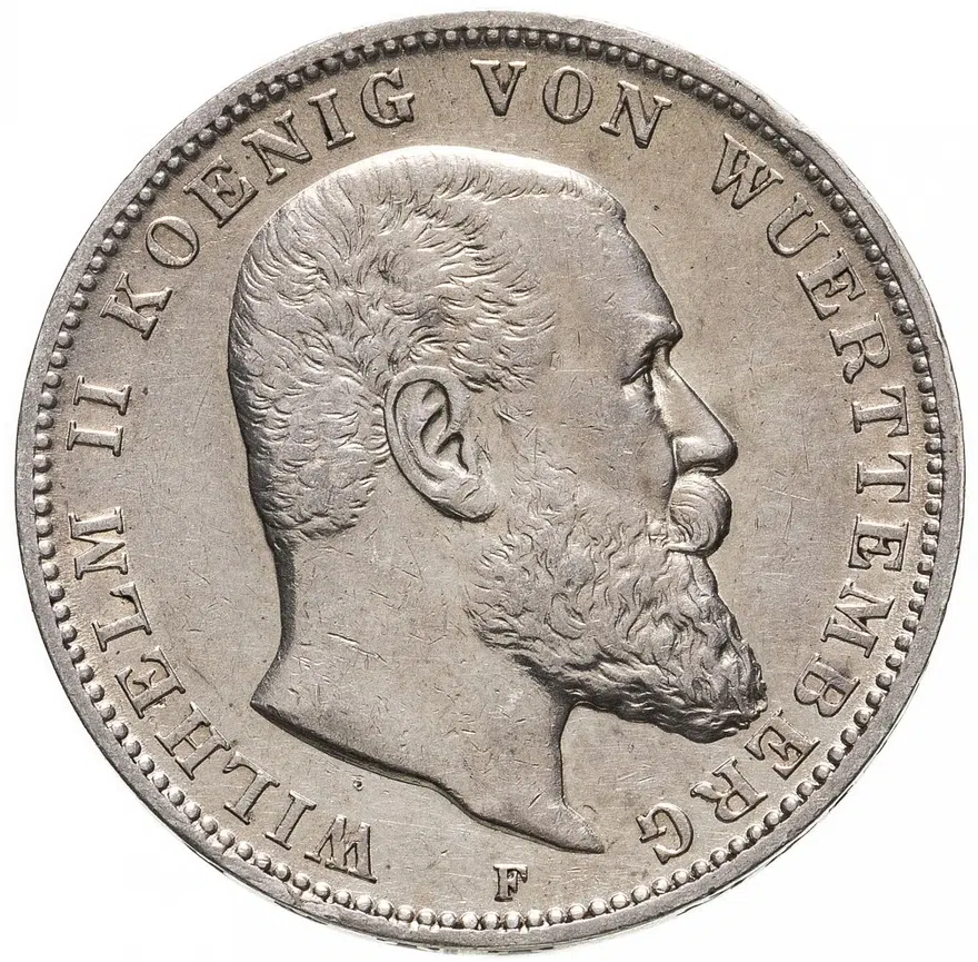 Германия (Империя) 3 марки (mark) 1908 F  Вюртемберг