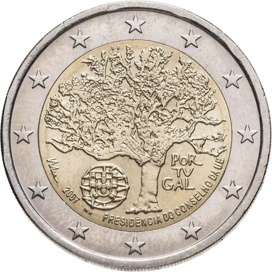 Португалия 2 евро (euro) 2007 Председательство Португалии в Евросоюзе