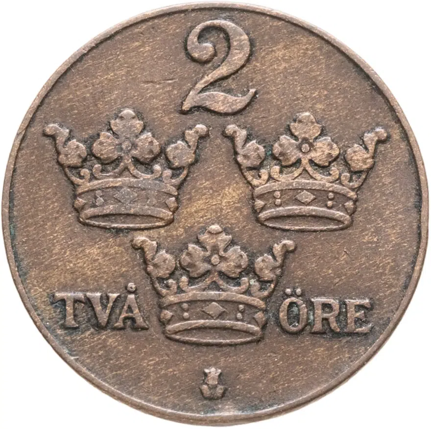 Швеция 2 эре (ore) 1925, аверс