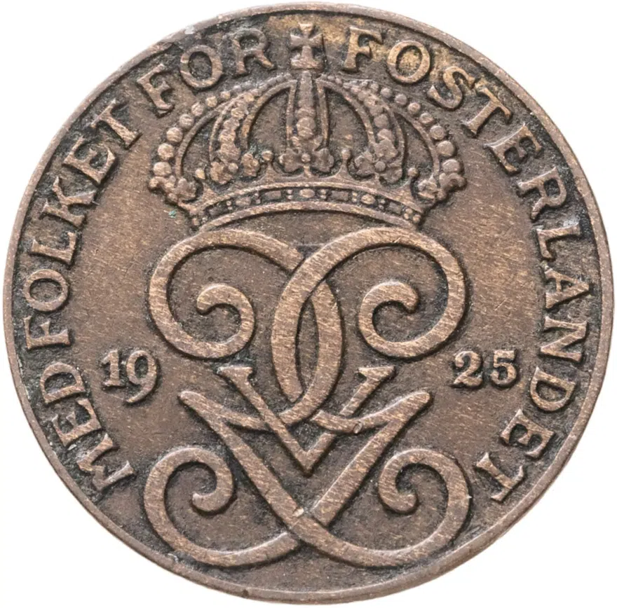 Швеция 2 эре (ore) 1925, реверс