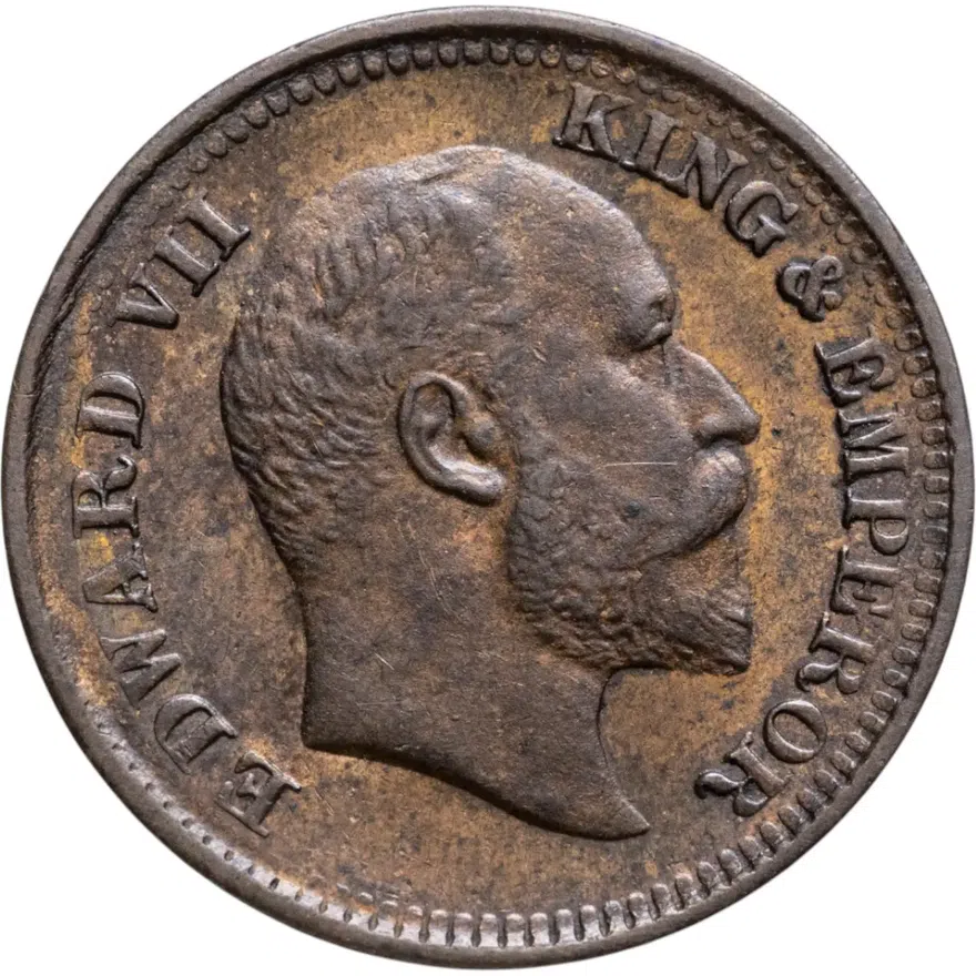 Индия - Британская 1/2 пайса 1908, реверс