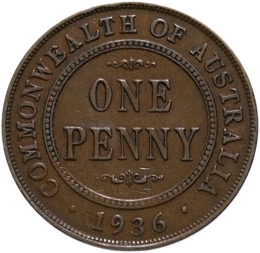 Австралия 1 пенни (penny) 1936, аверс