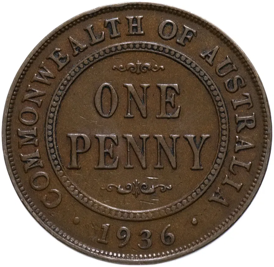 Австралия 1 пенни (penny) 1936, реверс