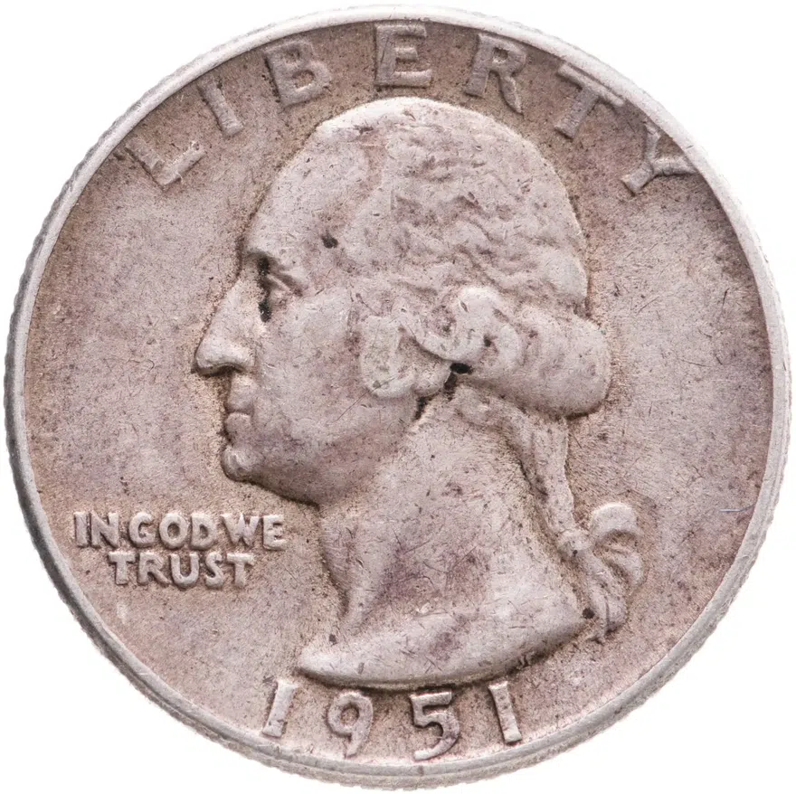 США 25 центов (квотер, 1/4 доллара, quarter dollar) 1951  Washington Quarter Без отметки монетного двора, реверс