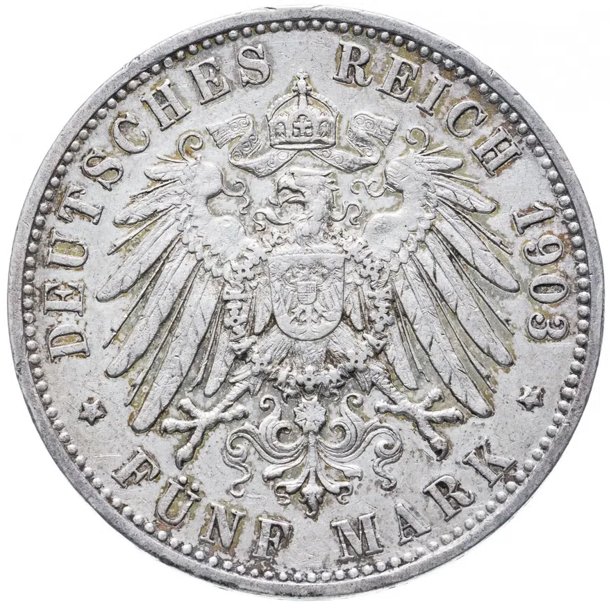 Германия (Империя) 5 марок (mark) 1903, аверс
