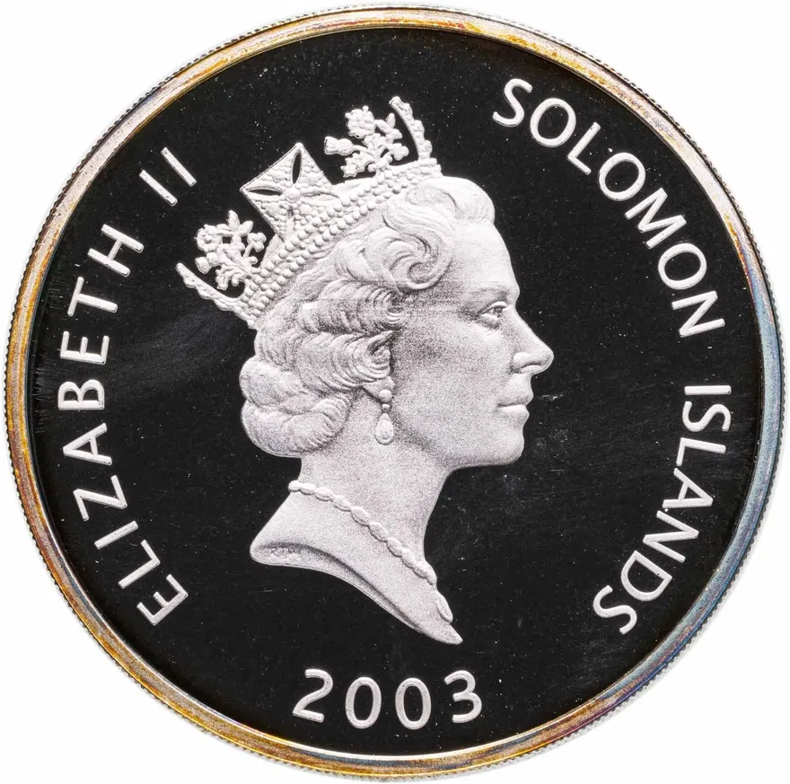 Соломоновы Острова 25 долларов (dollars) 2003 "Самолет F-117 Ночной Ястреб (Nighthawk)", реверс
