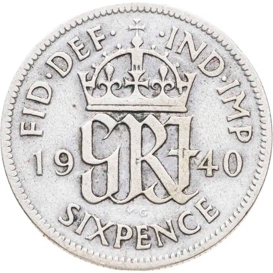Великобритания 6 пенсов (pence) 1940, реверс
