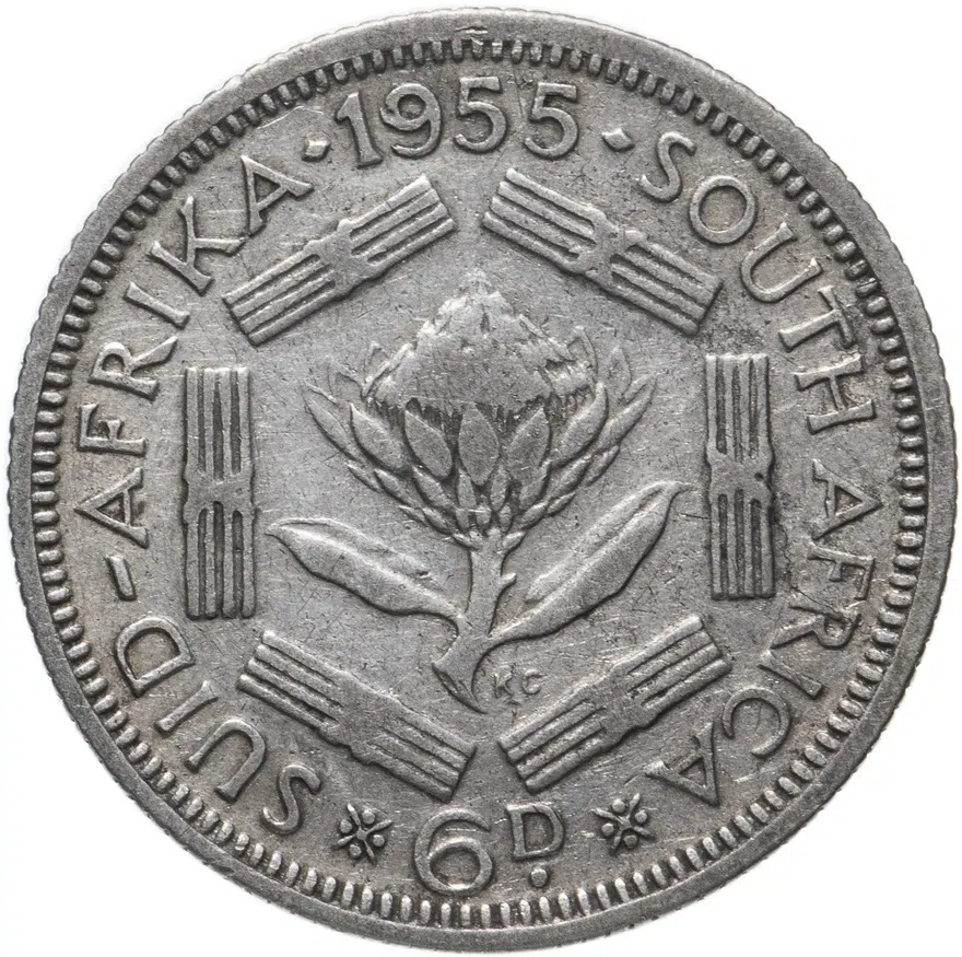 ЮАР 6 пенсов (pence) 1955