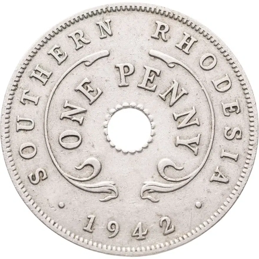 Южная Родезия 1 пенни (penny) 1942  Медно-никелевый сплав /серый цвет/, реверс