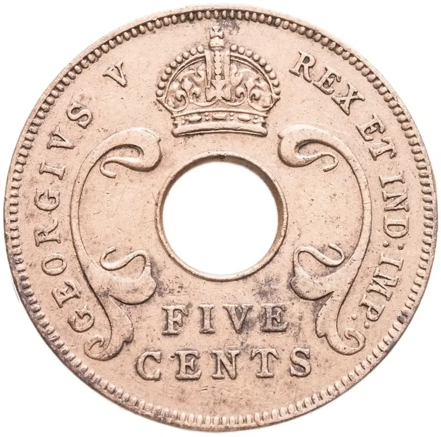 Британская Восточная Африка 5 центов (cents) 1933, реверс