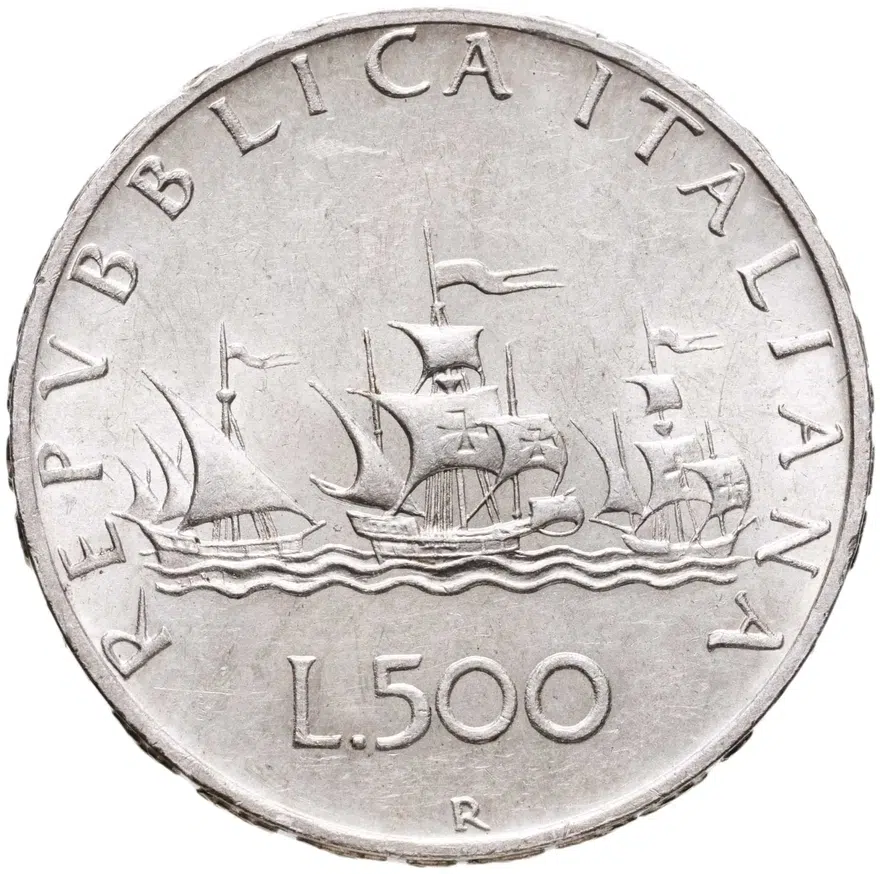 Италия 500 лир 1964, реверс