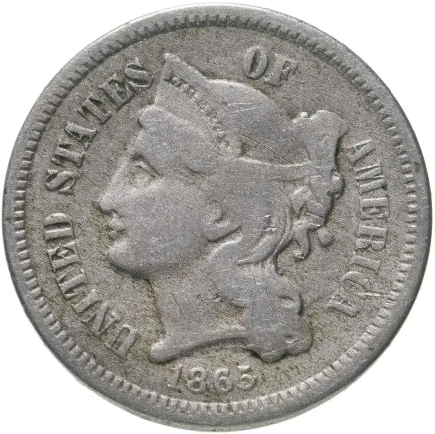 США 3 цента (cents) 1865   никель
