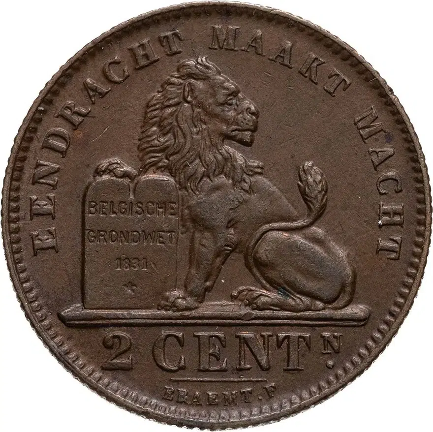 Бельгия 2 сантима (centimes) 1911 ALBERT KONING DER BELGEN, реверс