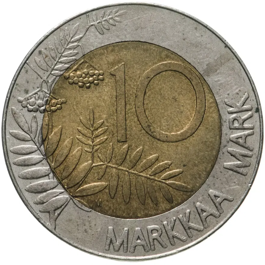 Финляндия 10 марок (markkaa) 1995, реверс