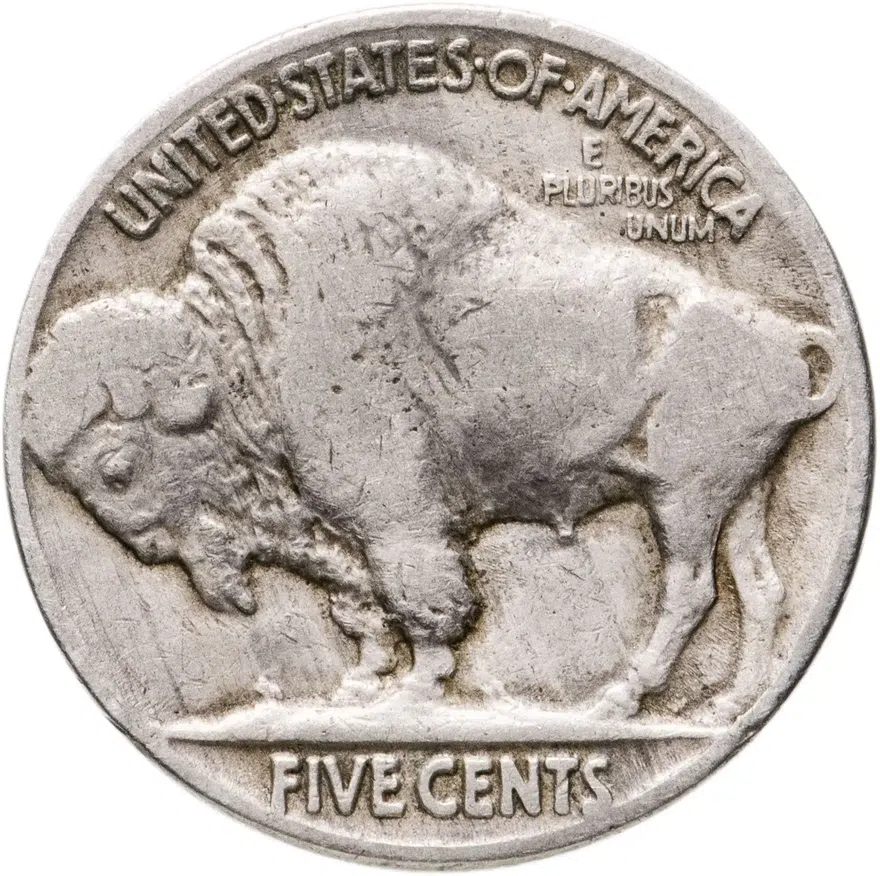 5 центов (cents) 1919  Buffalo Nickel (буффало) без обозначения монетного двора, реверс