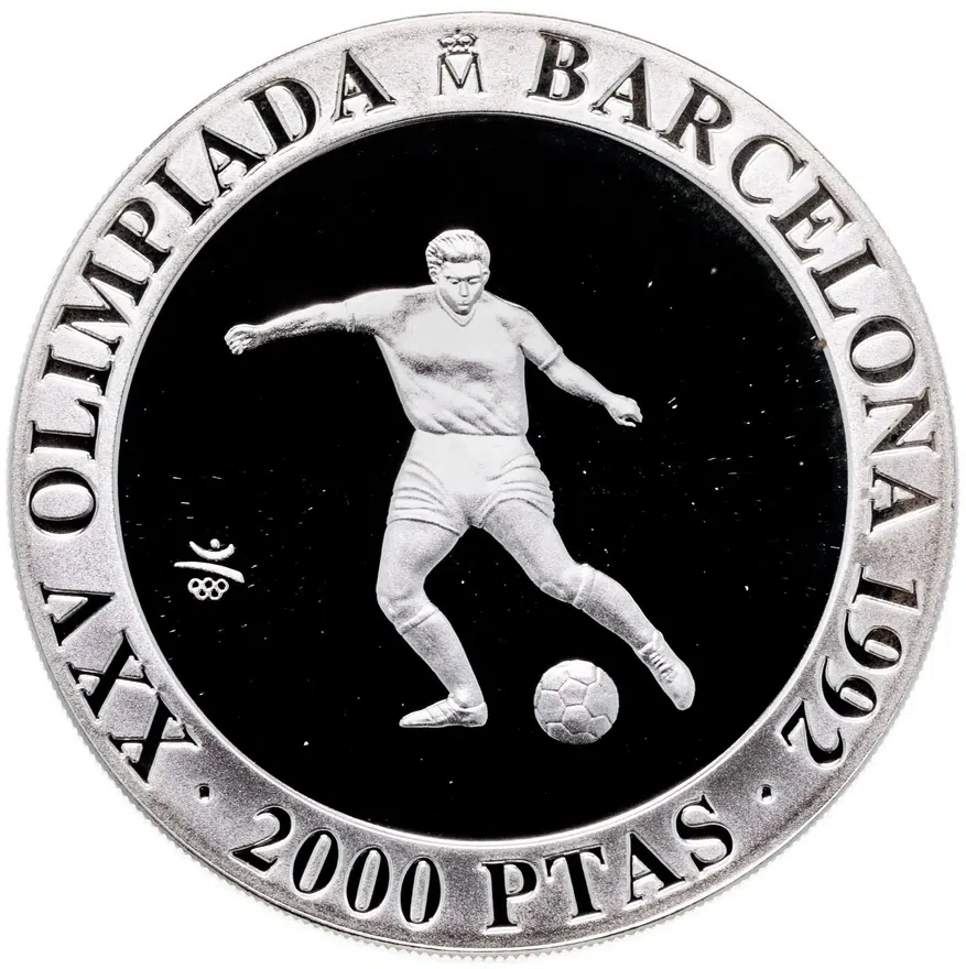 Испания 2000 песет (pesetas) 1990 "XXV Летние Олимпийские игры, Барселона 1992 - футбол"
