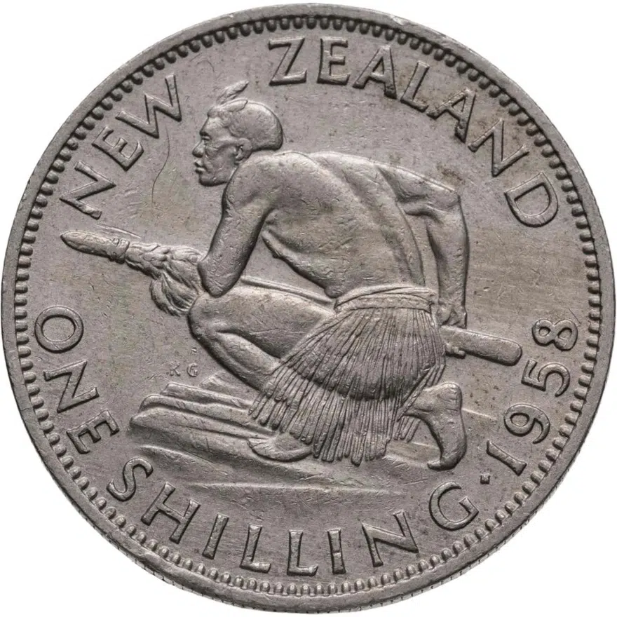 Новая Зеландия 1 шиллинг (shilling) 1958, аверс