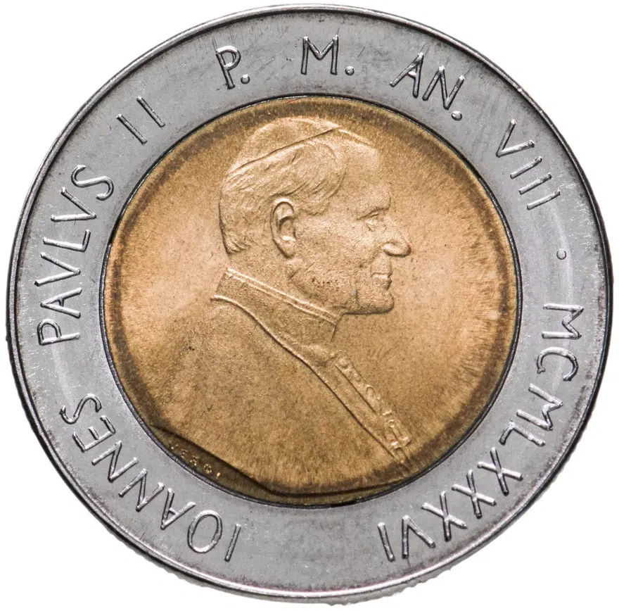 Ватикан 500 лир (lire) 1986, аверс