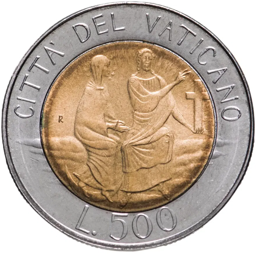 Ватикан 500 лир (lire) 1986, реверс