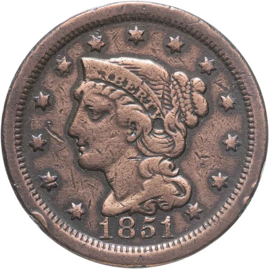 США 1 цент (cent) 1851  Liberty Head Cent, реверс