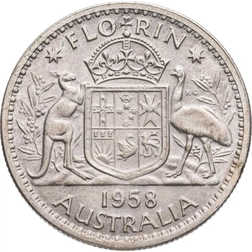 Австралия 1 флорин (2 шиллинга, shillings) 1958