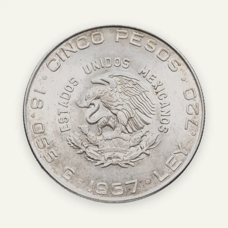 Мексика 5 песо (pesos) 1957, реверс