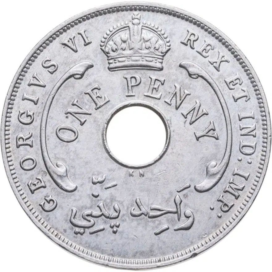 Британская Западная Африка 1 пенни (penny) 1940 знак монетного двора: "KN" - Кингз Нортон Металл, Бирмингем, реверс