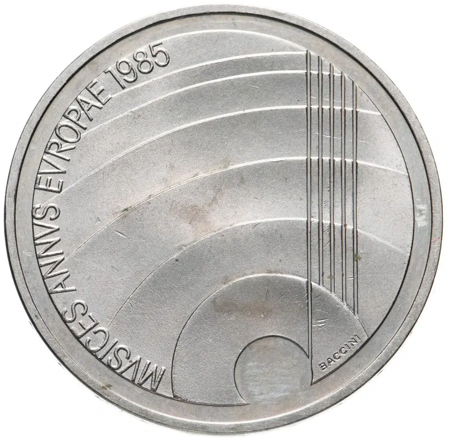 Швейцария 5 франков (francs) 1985 "Год музыки", аверс