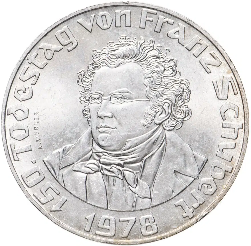 Австрия 50 шиллингов (shillings) 1978  150 лет со дня смерти Франца Шуберта, аверс