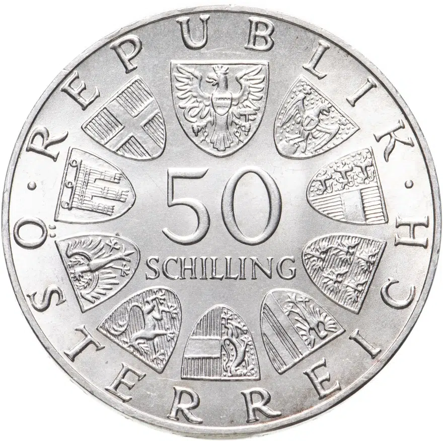 Австрия 50 шиллингов (shillings) 1978  150 лет со дня смерти Франца Шуберта, реверс