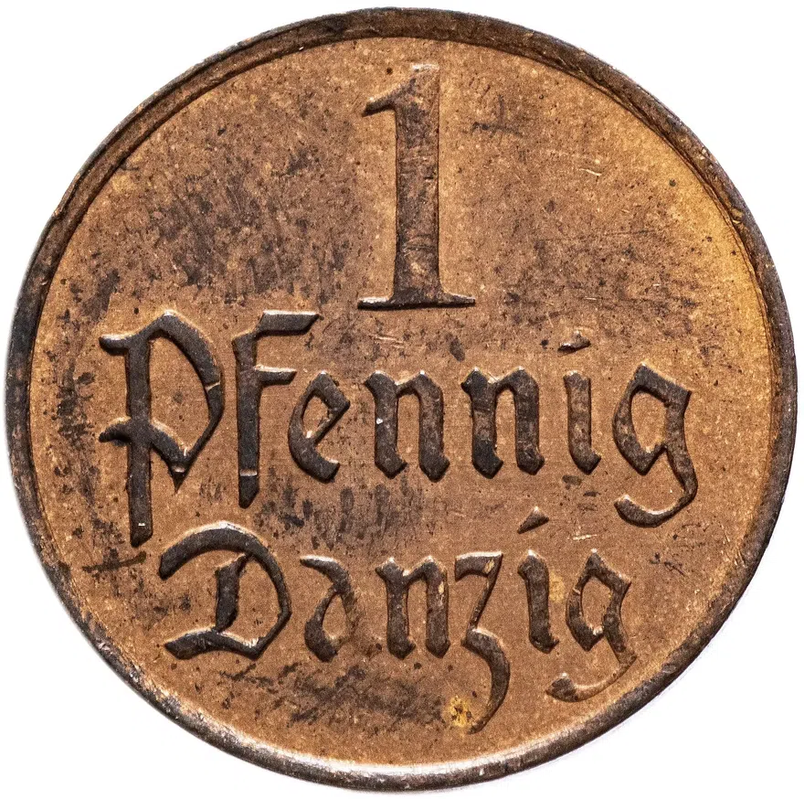 Данциг 1 пфенниг (pfennig) 1929, реверс