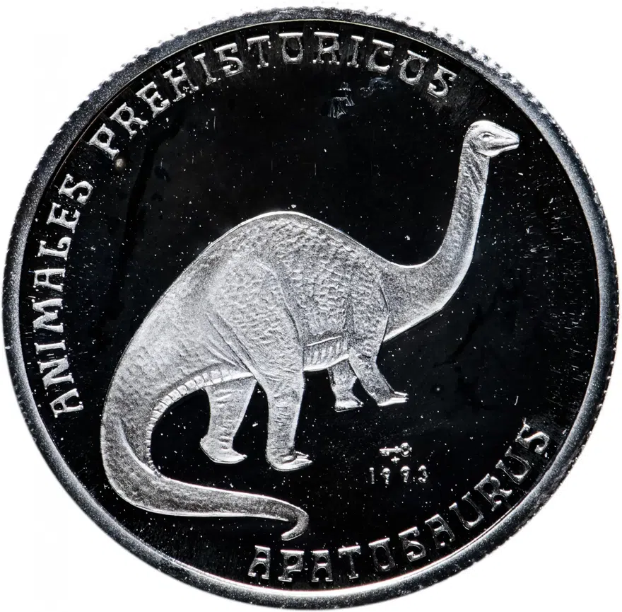 Куба 5 песо (pesos) 1993  Доисторические животные - Апатозавр
