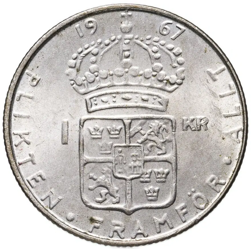 1 крона (krona) 1967 U, реверс