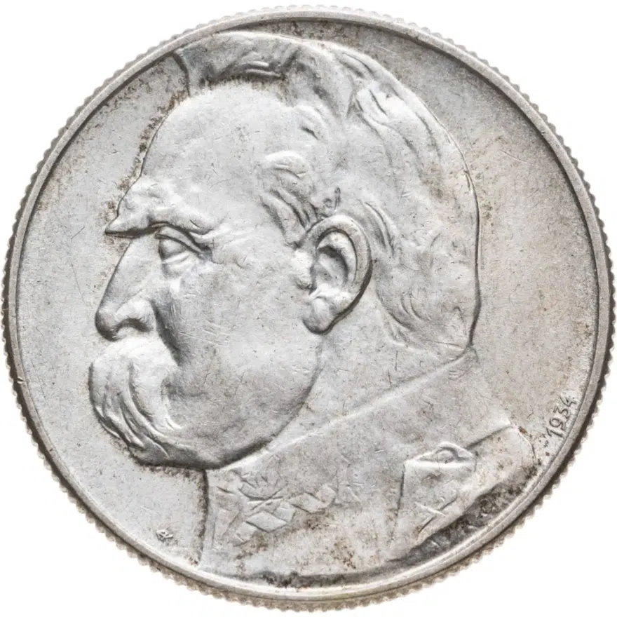 Польша 5 злотых (zlotych) 1934  Юзеф Пилсудский орел без короны