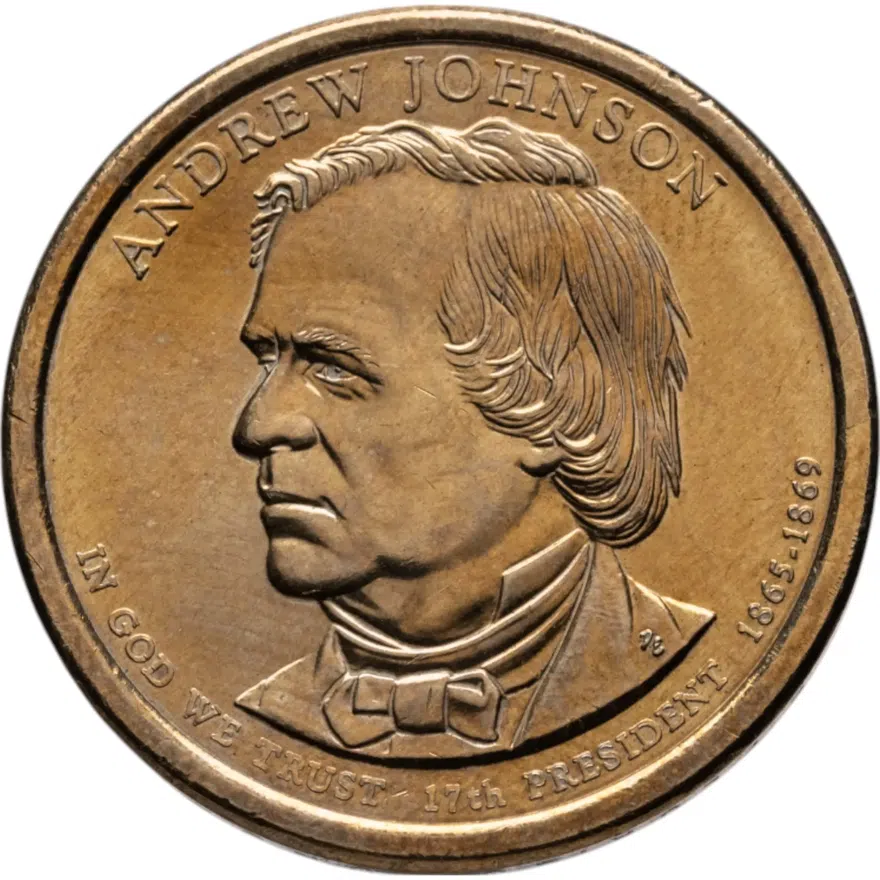 США 1 доллар (dollar) 2011 D Президент США - Эндрю Джонсон (1865-1869) знак монетного двора: "D" - Денвер