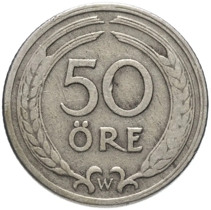 Швеция 50 эре (ore) 1924, реверс