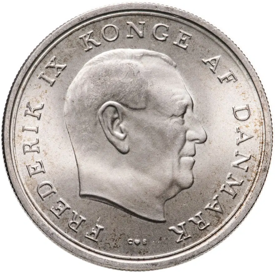 Дания 10 крон (kroner) 1967  свадьба принцессы Маргрете, реверс