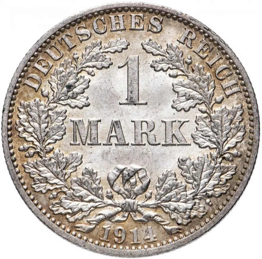 Германия 1 марка (mark) 1914 A  знак монетного двора: "A" - Берлин