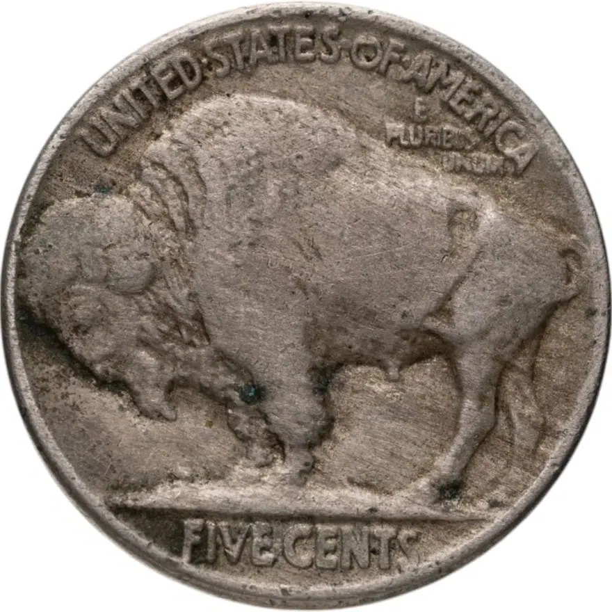 США 5 центов (cents) 1923  Buffalo Nickel Без отметки монетного двора, реверс