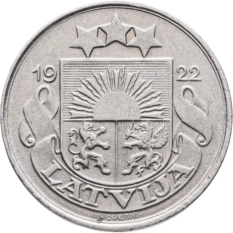Латвия 10 сантимов (santimu) 1922, реверс