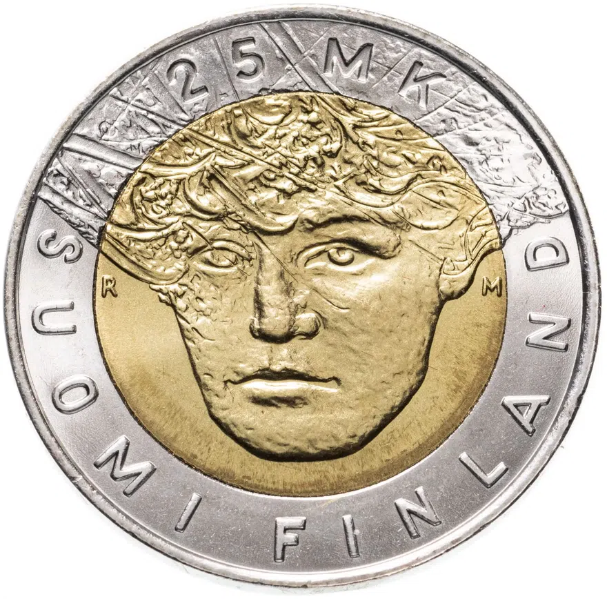 Финляндия 25 марок 2001 "Чемпионат мира по лыжным видам спорта", реверс
