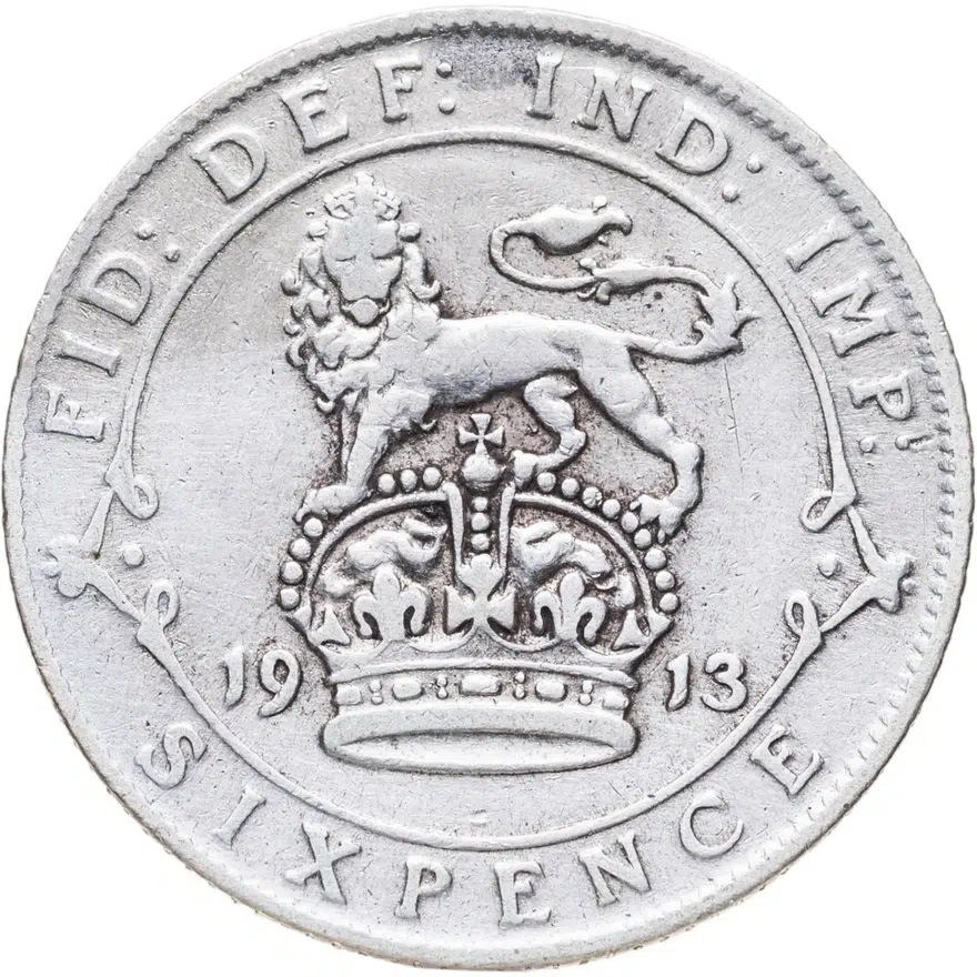Великобритания 6 пенсов (pence) 1913, аверс