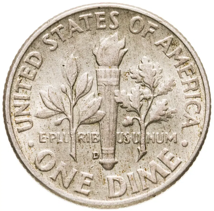 США 10 центов (дайм, one dime) 1959 Рузвельт (Silver Roosevelt Dime), реверс