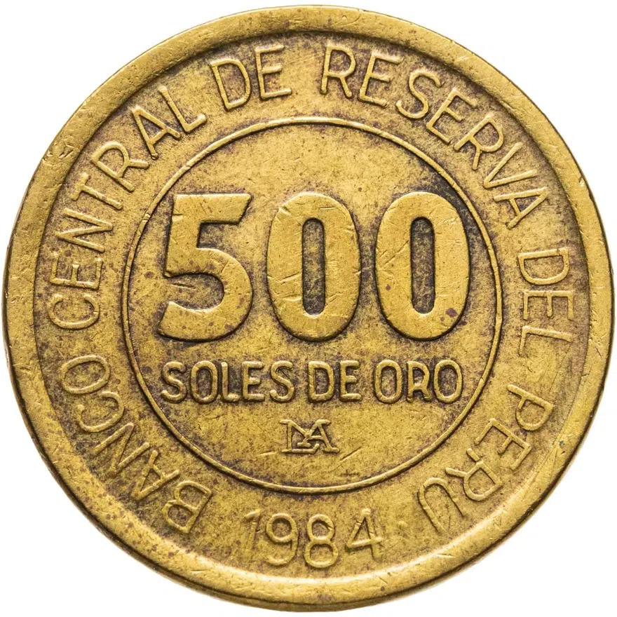 Перу 500 солей (soles) 1984  150 лет со дня рождения адмирала Грау, аверс