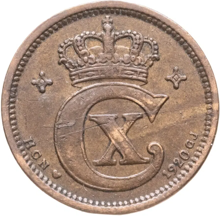 Дания 1 эре (ore) 1920, реверс