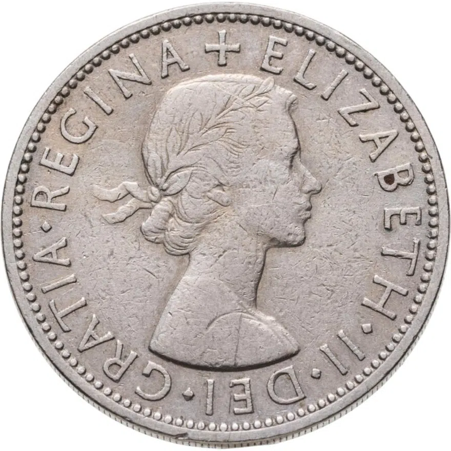 Великобритания 2 шиллинга (флорин, shillings) 1955, аверс
